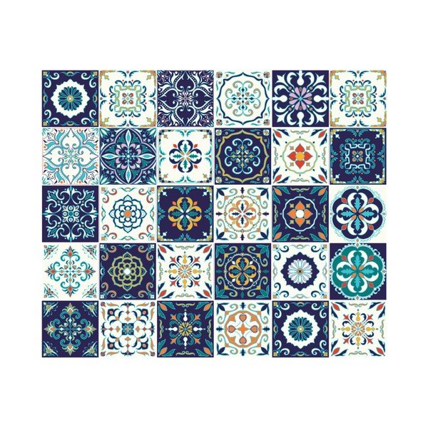 Sada 30 dekoratívnych samolepiek na stenu Ambiance Forli, 15 × 15 cm-image-2
