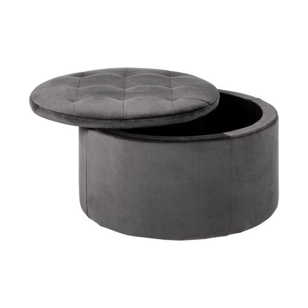 Sivý zamatový puf Actona Retina, ⌀ 60 cm-image-2