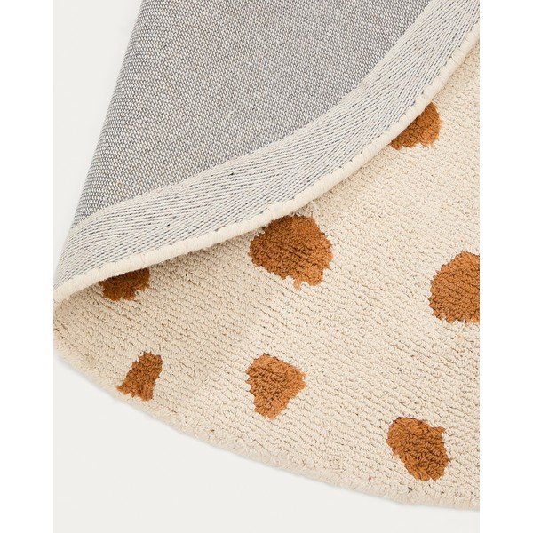 Krémový prateľný/ručne tkaný bavlnený detský koberec ø100 cm Tandani – Kave Home-image-3