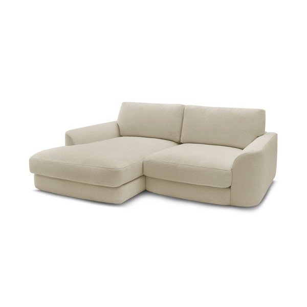 Béžová rohová pohovka z textílie buklé (ľavý roh/s leňoškou) Leonore – Bobochic Paris