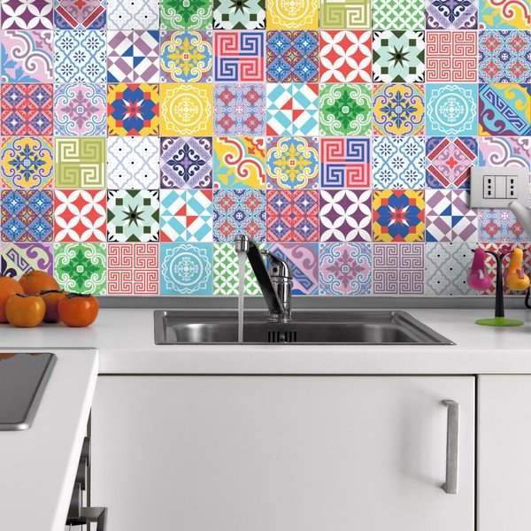 Sada 60 nástenných samolepiek Ambiance Vintage Artistic Tiles, 10 × 10 cm-image-1