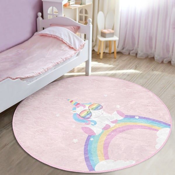 Ružový detský koberec ø 80 cm Comfort – Mila Home-image-4
