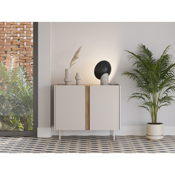 Skrinka v dekore duba v krémovo-prírodnej farbe 100x82,5x40 cm Lucile – Marckeric-image-1