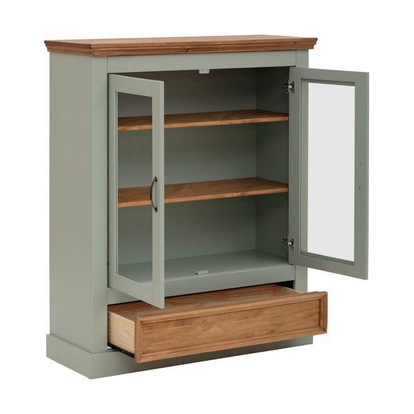 Svetlozelená vitrína z borovicového dreva 100x120 cm Selma – Støraa-image-3