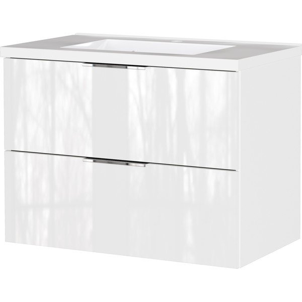 Biela lesklá závesná skrinka pod umývadlo 81x61 cm Celano – Germania