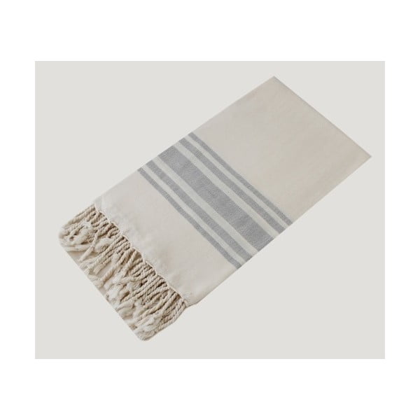 Sivo-biela osuška Hammam Bamboo Style, 90 × 180 cm