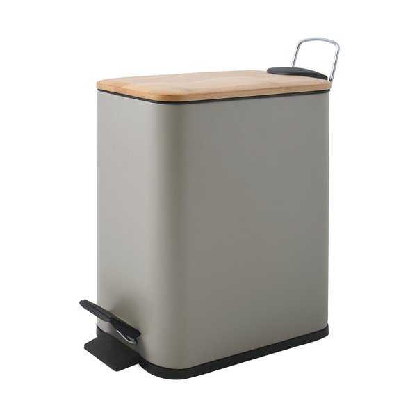 Taupe nášľapný oceľový odpadkový kôš 5 l Erik – Spirella-image-1