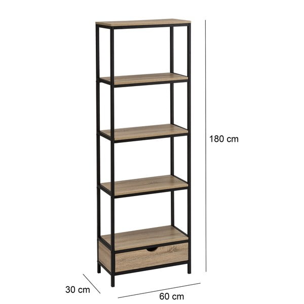 Čierna prírodná knižnica v dekore duba 60x180 cm Urban – Casa Selección-image-2