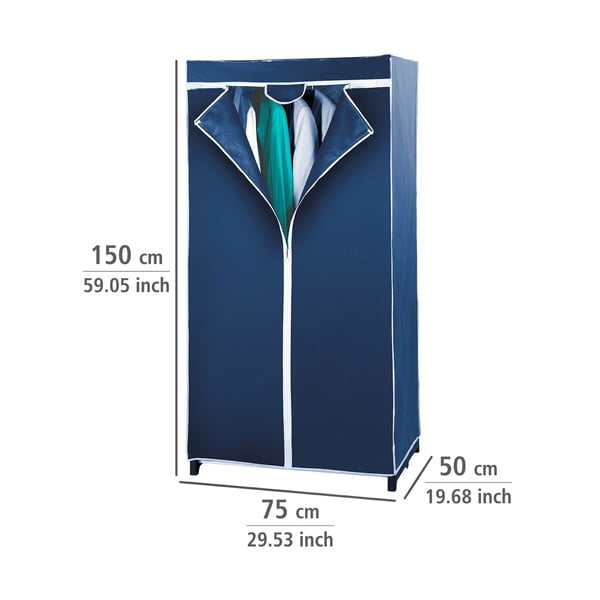 Modrá skladacia látková šatníková skriňa Wenko Air-image-1