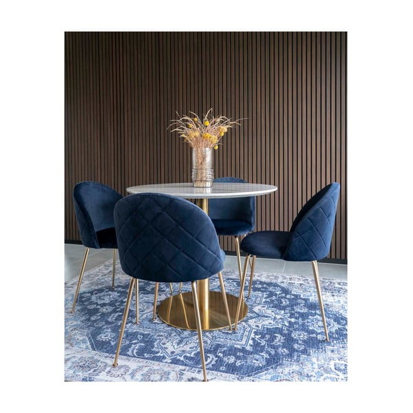 Okrúhly jedálenský stôl s doskou v dekore mramoru ø 90 cm Bolzano – House Nordic-image-2