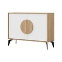 Nízka komoda v dekore duba v bielo-prírodnej farbe 110x82 cm Vae – Marckeric