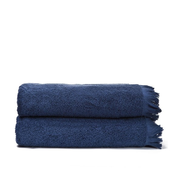 Sada 2 modrých bavlnených osušiek Casa Di Bassi Bath, 100 × 160 cm