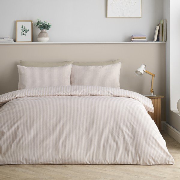 Béžové obliečky na jednolôžko 135x200 cm Epping Textured Stripe – Catherine Lansfield-image-4