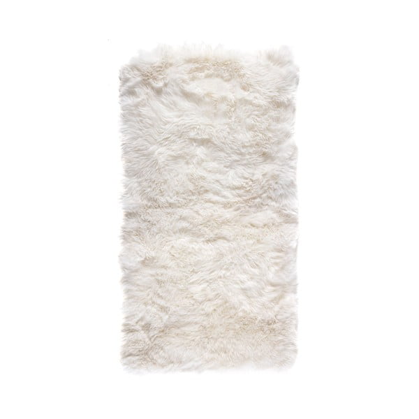 Biely koberec z ovčej kožušiny Royal Dream Zealand, 140 × 70 cm