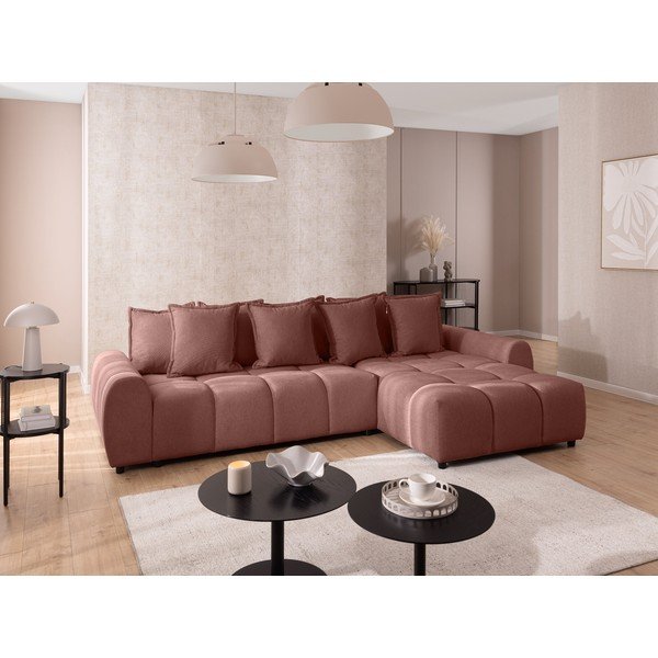 Rohová pohovka v terakotovej farbe (pravý roh/s leňoškou) Albane  – Ropez-image-1