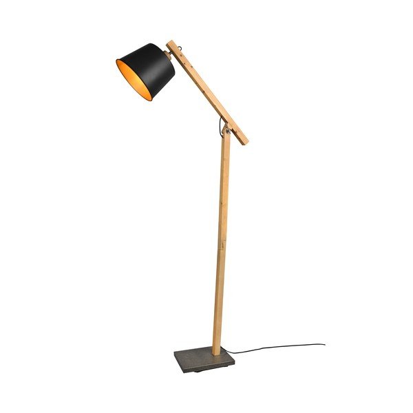 Stojacia lampa v čierno-prírodnej farbe s kovovým tienidlom (výška 156 cm) Harris – Trio-image-4