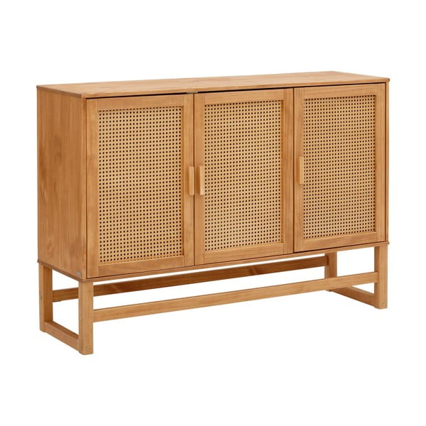 Komoda z borovicového dreva s ratanovými dvierkami Støraa Jolene, šírka 128 cm-image-1