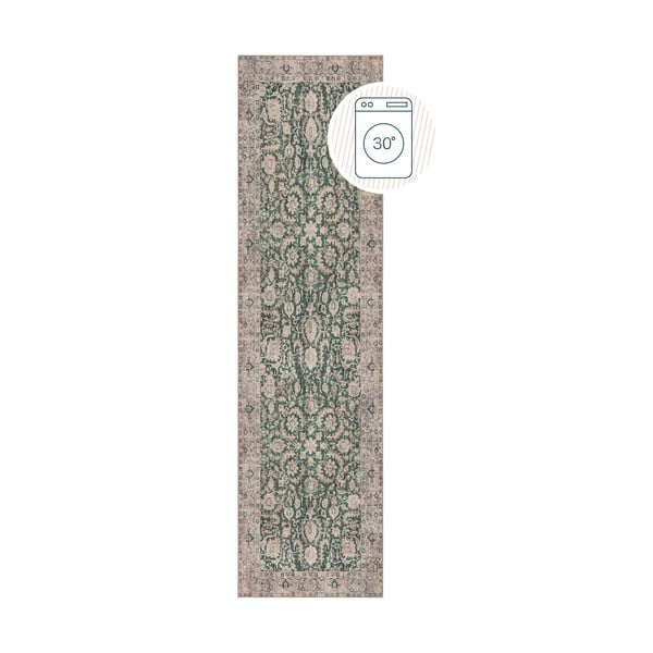 Zelený prateľný behúň 60x230 cm Beau Floral – Flair Rugs