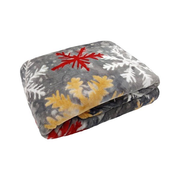 Sivá mikroplyšová deka s vianočným motívom 150x200 cm Polar Flakes – My House