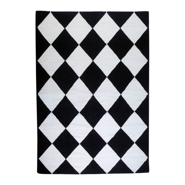 Vlnený koberec Geometry Classic Black & White, 160x230 cm