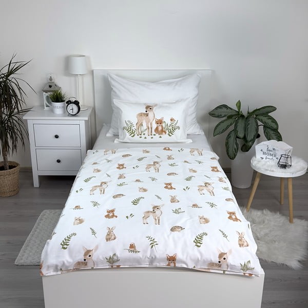 Bielo-hnedé bavlnené detské obliečky do postieľky 100x135 cm Forest Animals – Jerry Fabrics-image-1