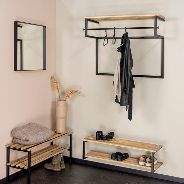 Čierna/v prírodnej farbe kovová závesná skrinka na topánky 100x26x34 cm Marco – Spinder Design-image-3