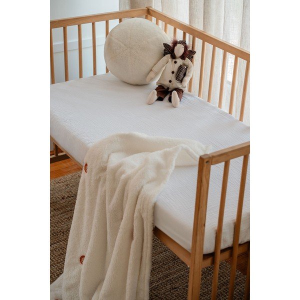 Biele napínacie mušelínové detské prestieradlo do postieľky 60x120 cm Burumcuk – Mijolnir-image-1