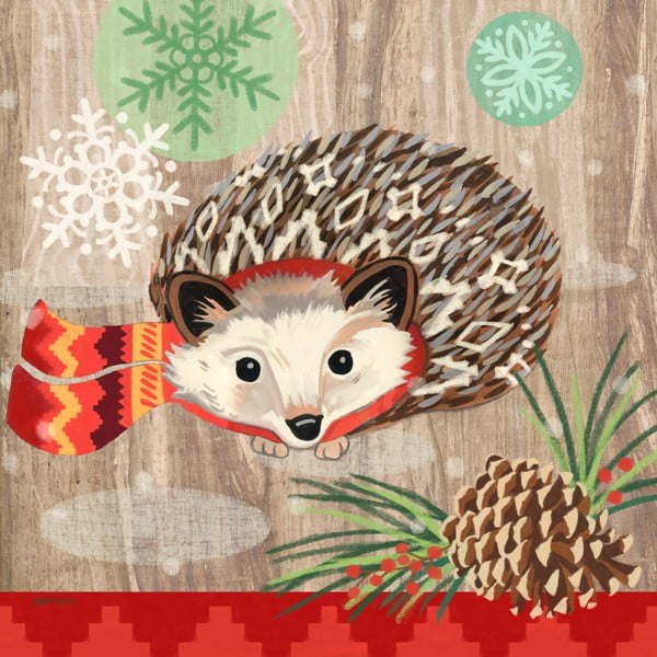 Balenie 10 papierových obrúskov s vianočným motívom PPD Hedgehog With Scarf