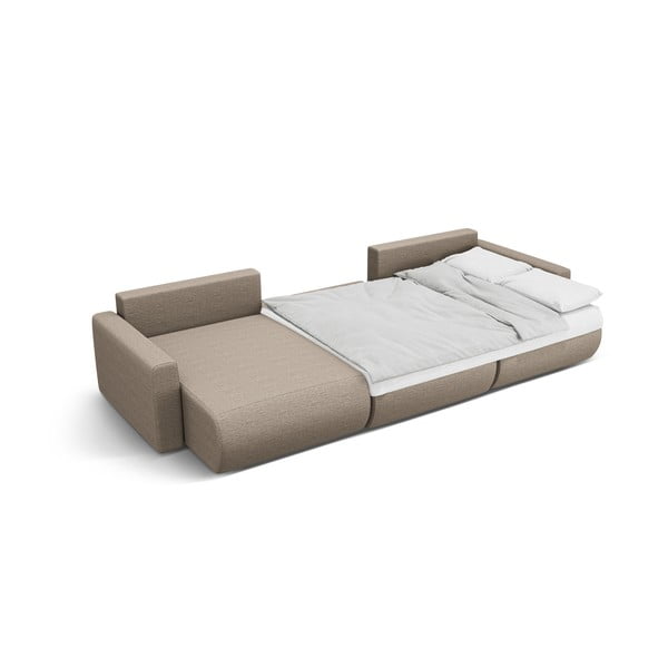 Svetlohnedá rozkladacia rohová pohovka s úložným priestorom (do "U") Belfast – Cosmopolitan Design-image-3