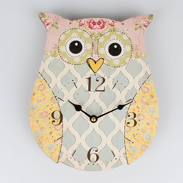 Drevené hodiny Cute Owl, 22,5x27,8 cm