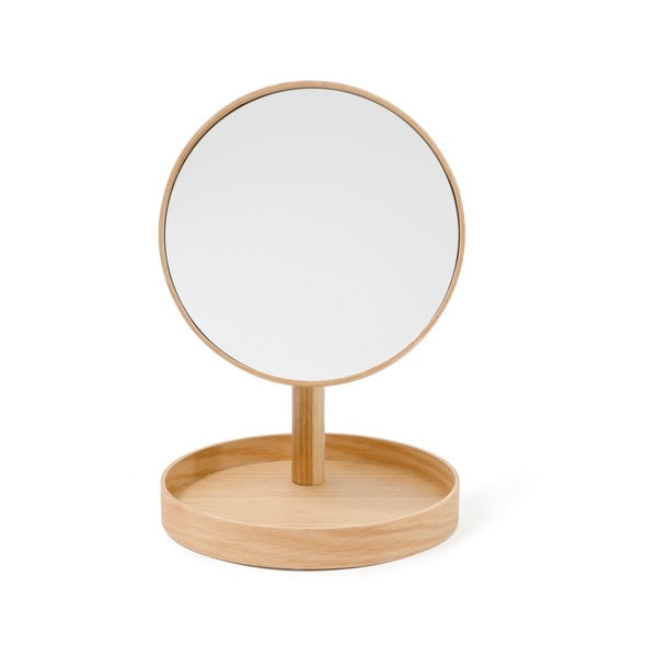 Kozmetické zrcadlo s rámom z dubového dreva Wireworks Cosmos, ø 25 cm
