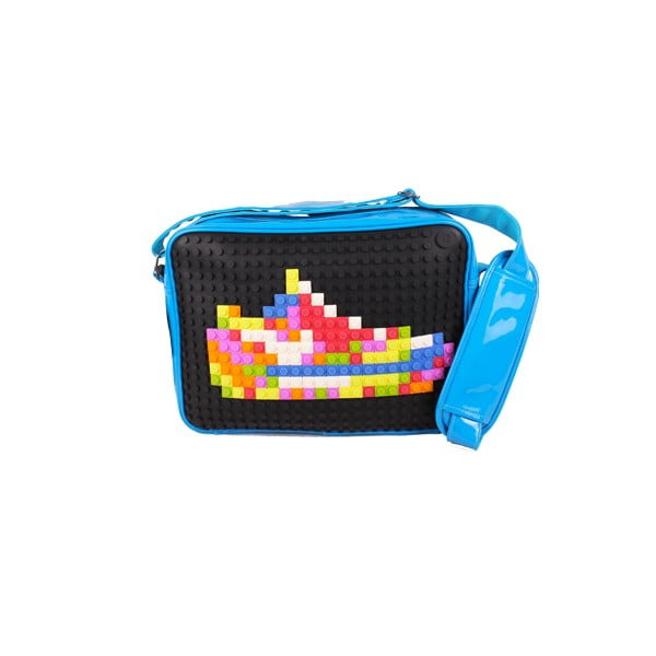 Pixelová messenger taška, black/blue