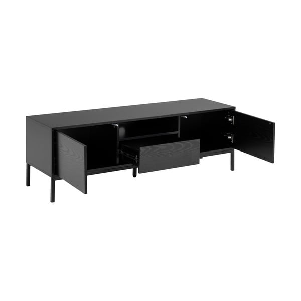 Čierny TV stolík v dekore jaseňa 140x45 cm Seaford – Actona-image-3