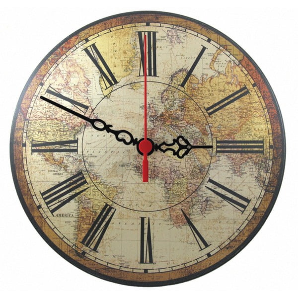 Nástenné hodiny World Map, 30 cm
