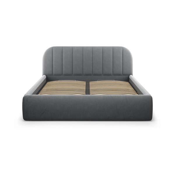 Sivá čalúnená dvojlôžková posteľ s úložným priestorom s roštom 140x200 cm Juno – Windsor & Co Sofas-image-3