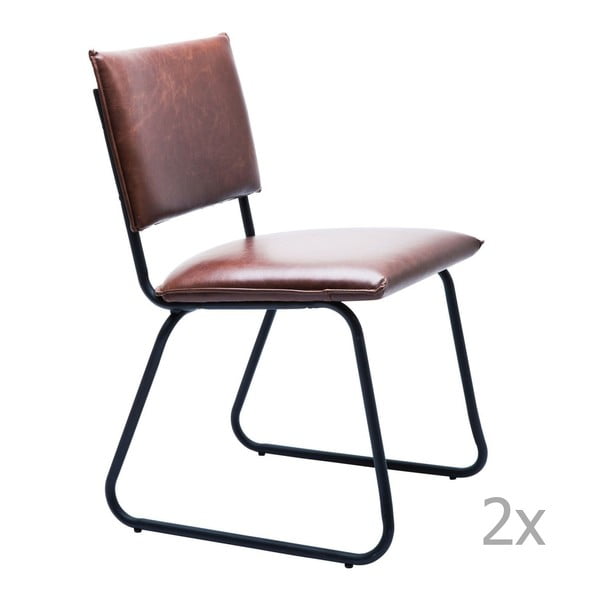 Sada 2 hnedých jedálenských stoličiek Kare Design Duran