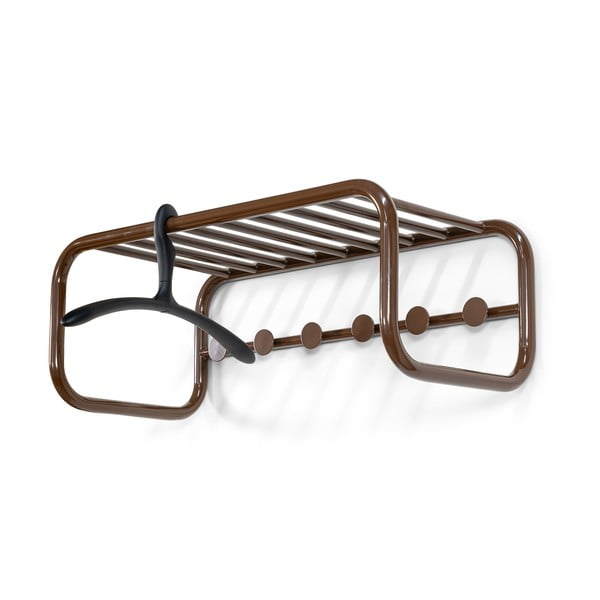 Tmavohnedý kovový nástenný vešiak s poličkou 72 cm Retro – Spinder Design-image-3
