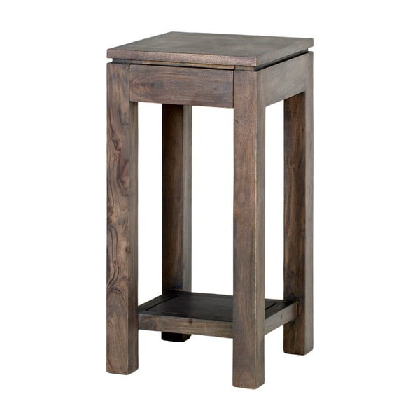 Príručný stolík z masívneho sivo moreného akáciového dreva so zásuvkou Zara