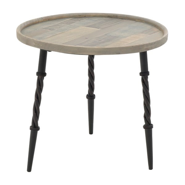 Drevený príručný stolík s kovovými nohami InArt, ⌀ 56 × 50 cm