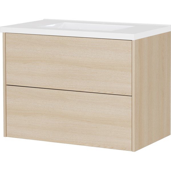 Závesná skrinka pod umývadlo v dekore duba v prírodnej farbe 81x61 cm Bodera – Germania