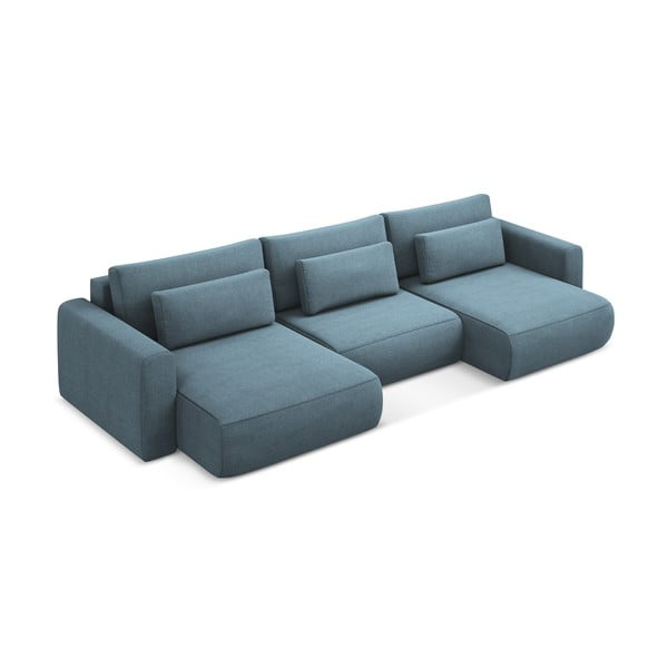 Svetlomodrá rozkladacia/s úložným priestorom rohová pohovka (do tvaru "U") Kapua – Makamii-image-2