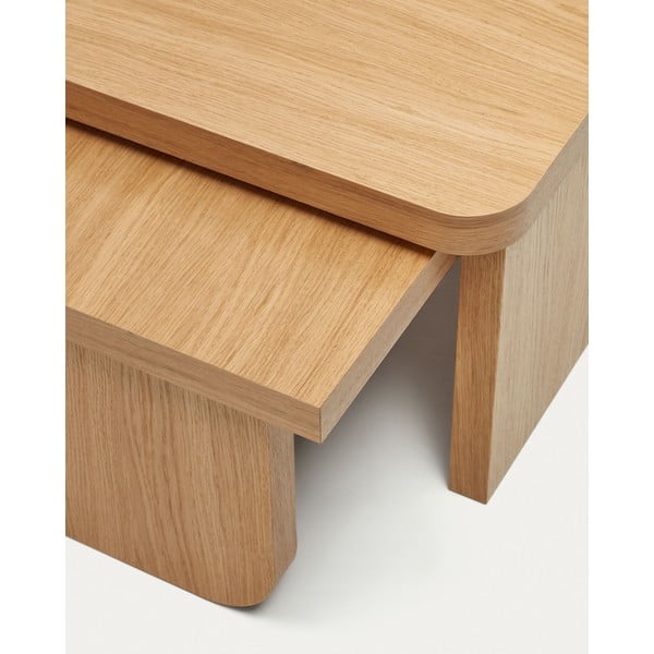 Konferenčné stolíky v dekore duba v prírodnej farbe v súprave 2 ks Oaq – Kave Home-image-4
