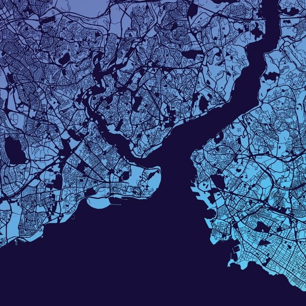 Obraz Homemania Maps Istanbul Blue, 60 × 60 cm