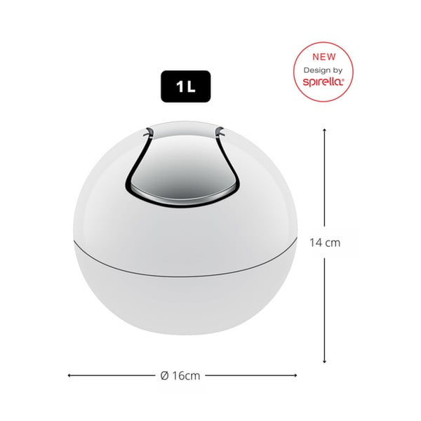 Biely plastový odpadkový kôš 1 l Bowl – Spirella-image-2