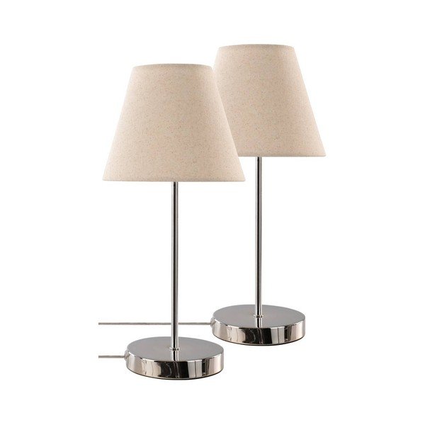 Béžová/v lesklej striebornej farbe látková stolová lampa (výška  39 cm) Lasse – Jotex