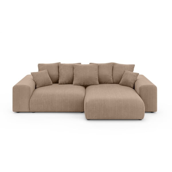 Béžová menčestrová rozkladacia rohová pohovka s úložným priestorom (variabilný roh) Luma – Ropez