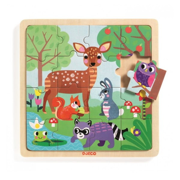 Drevené puzzle Djeco Lesné zvieratká