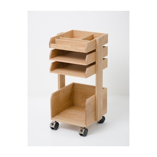 Pojazdný organizér z dubového dreva Wireworks Casper Oak