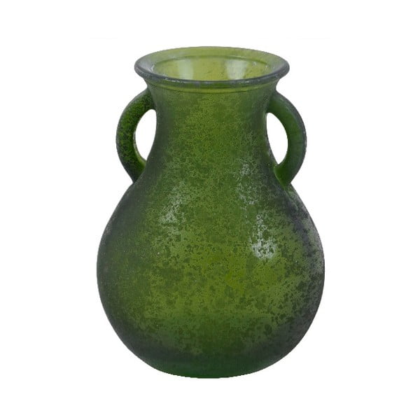Zelená váza z recyklovaného skla Ego Dekor Cantar, výška 16 cm