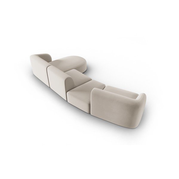 Béžová zamatová rohová pohovka (pravý roh/s leňoškou) Paolo – Milo Casa-image-3